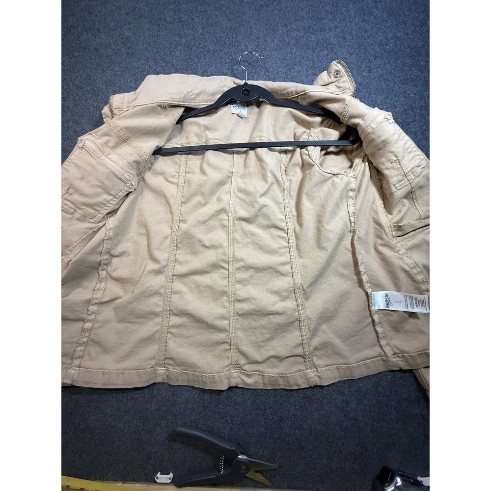 Kensie Jeans Women's Utility Field Jacket Size L Tan Cotton Blend - Picture 6 of 7